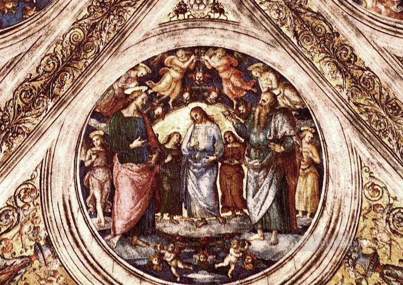 Christ entre le Baptiste et le Satan Déguisé en Vieillard 15078 religion Pietro Perugino Peintures à l'huile